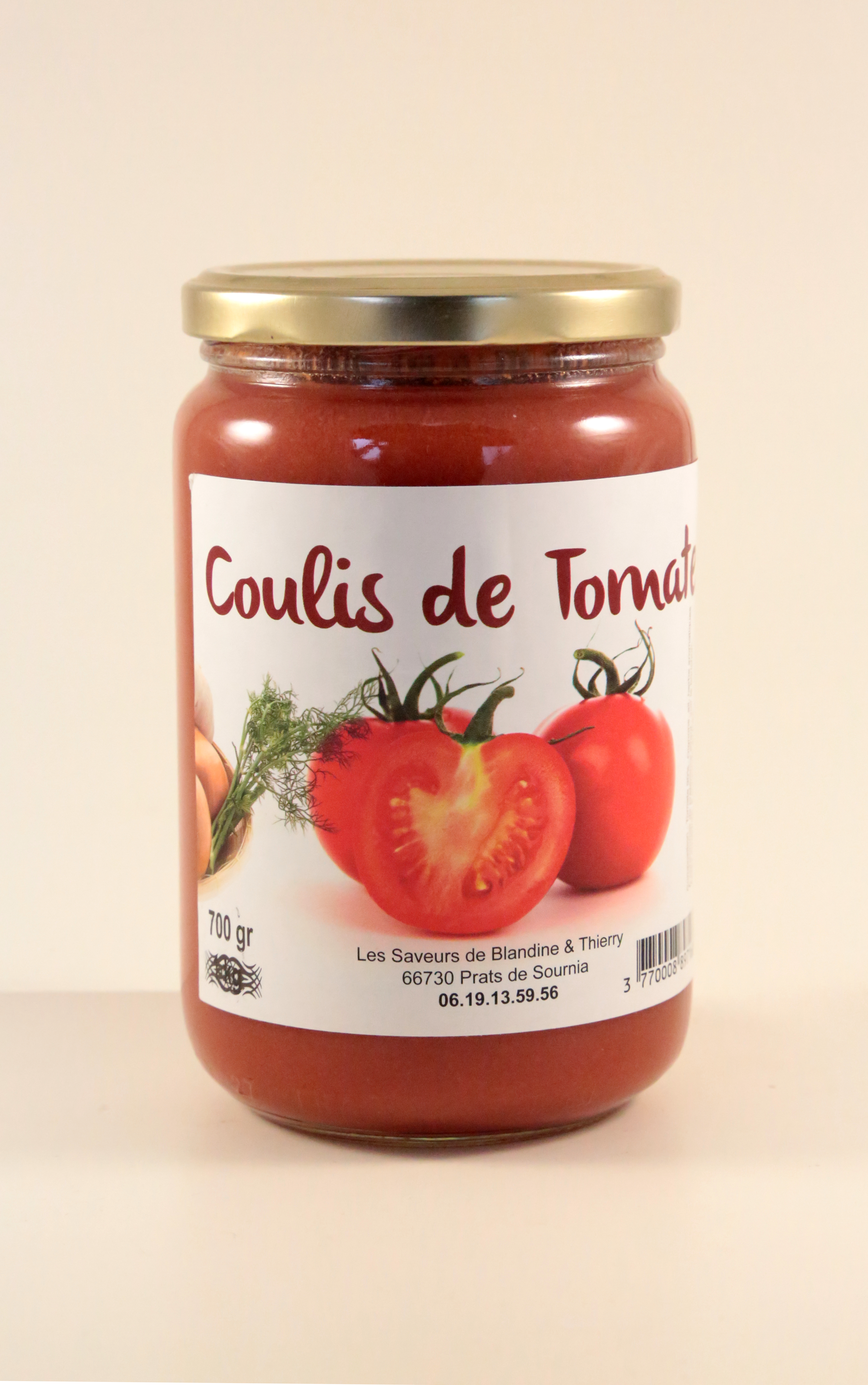Coulis de tomate, oignon 700 grs