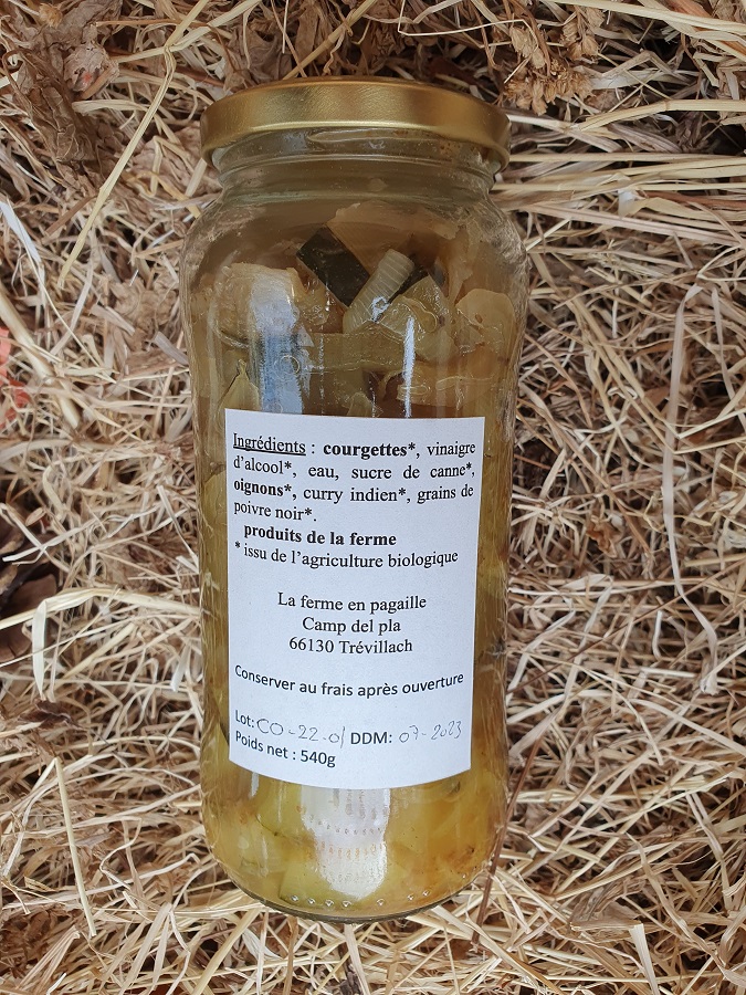 COURGETTE BIO AIGRE DOUX AU CURRY LA FERME EN PAGAILLE